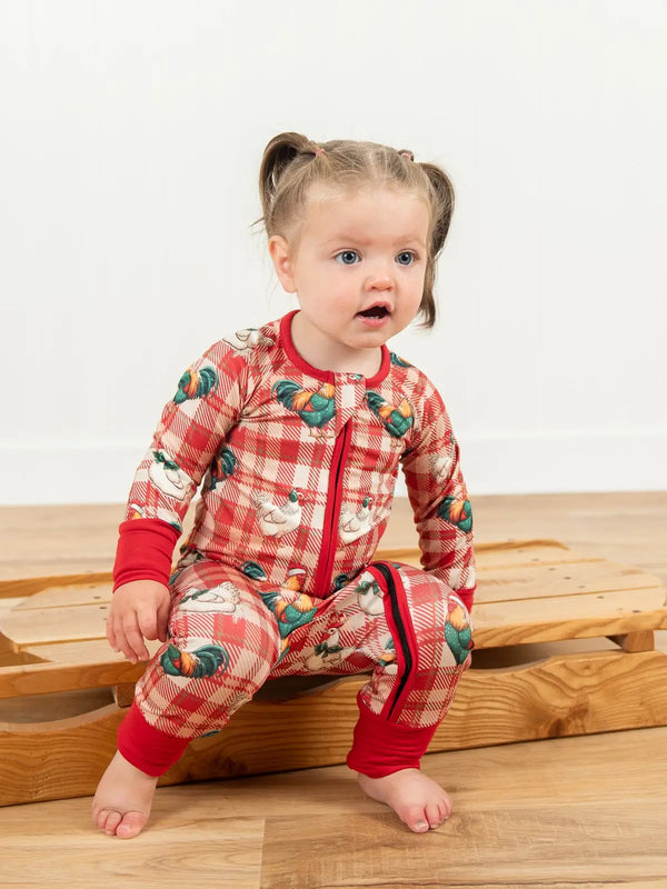 Christmas Chicken Plaid Convertible Bamboo Jammies | AFC