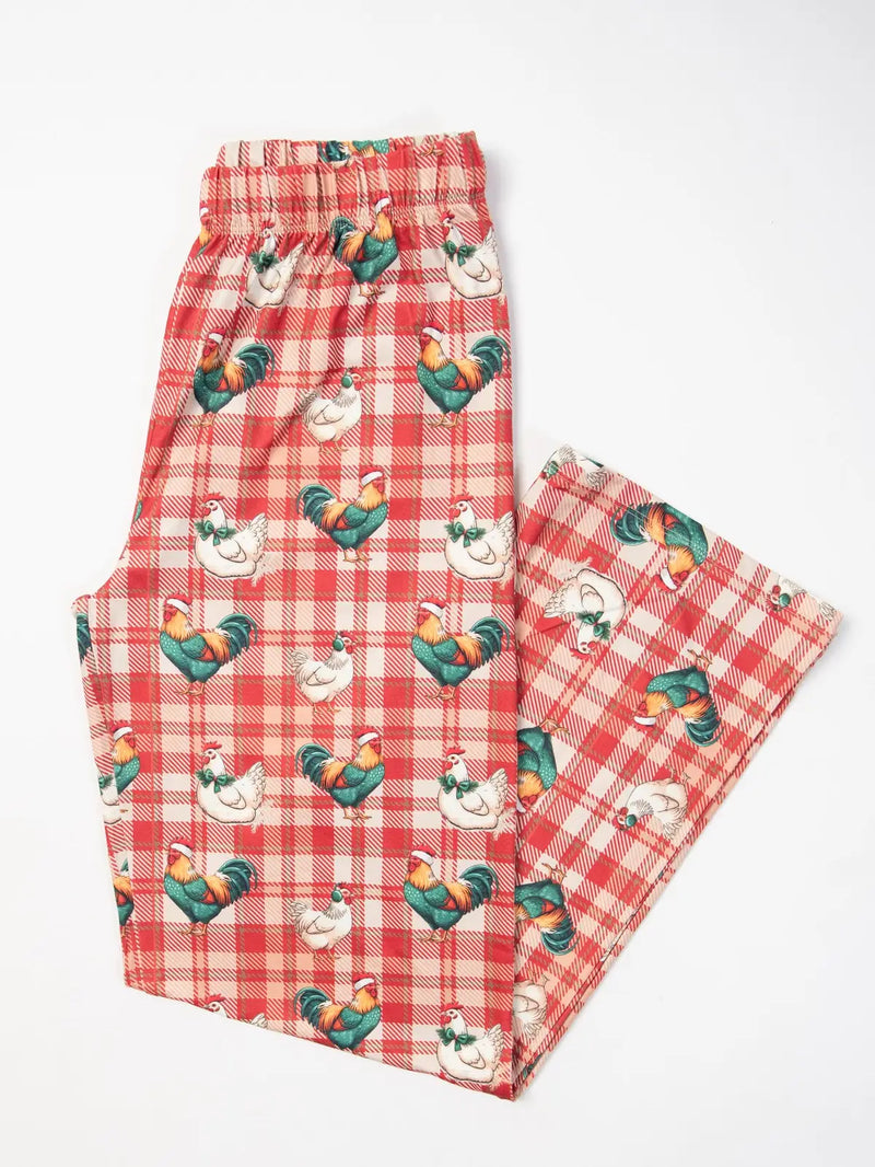 Christmas Chicken Plaid ADULT Bamboo PJ Pants
