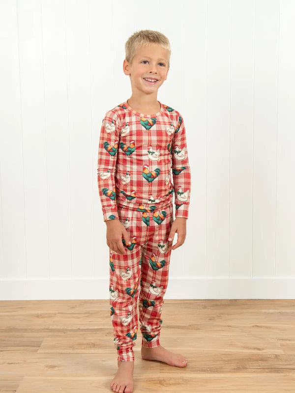 Christmas Chicken Plaid Toddler/Youth Bamboo Jammies | AFC