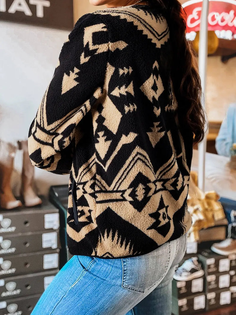 Western Aztec Plush Sweatshirt