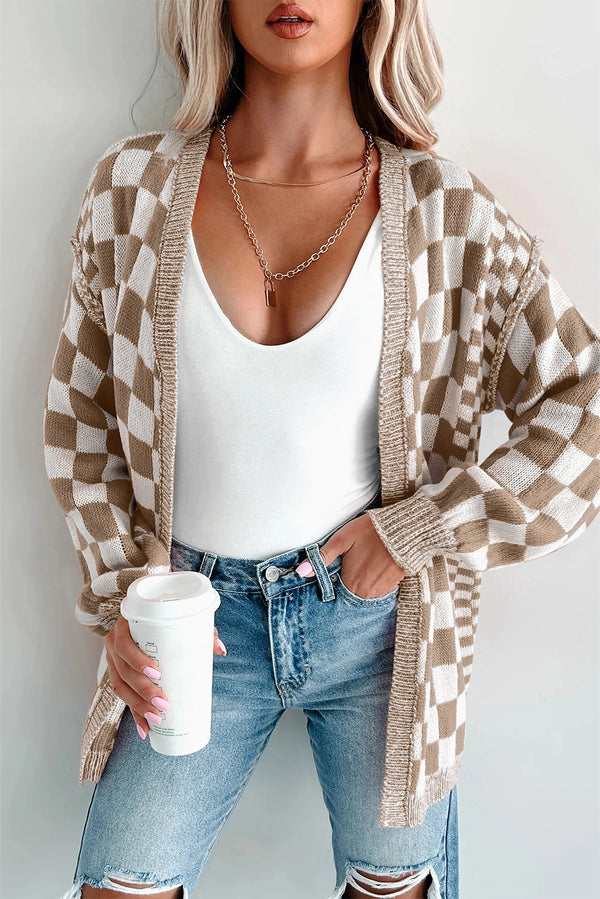 Checkered Patchwork Cardigan