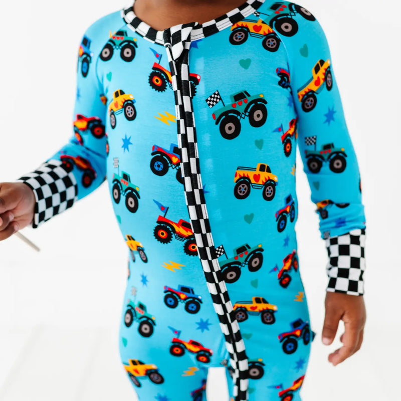 KIKI + LULU | Blue Monster Truck Convertible Footies