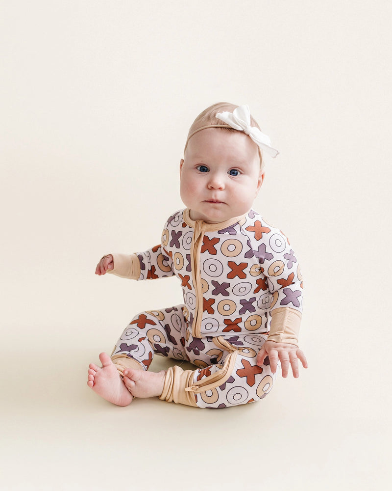 Lucky Panda | Valentine's Day Baby Bamboo Zip Romper | XOXO