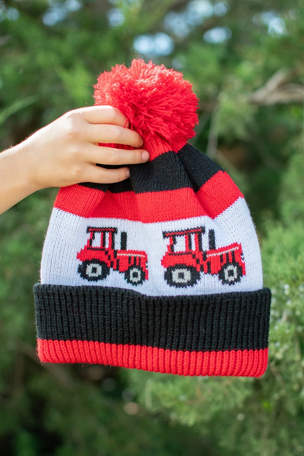 Red Tractor Pom Beanie