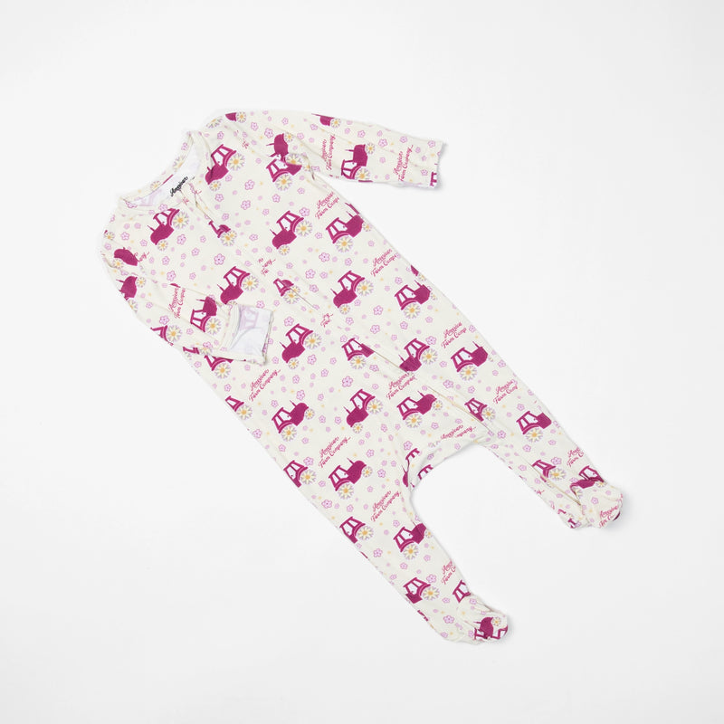 AFC | Floral Tractor Bamboo Footie Pajamas