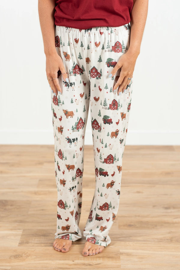 Christmas Barns & Animals ADULT Bamboo PJ Pants | AFC