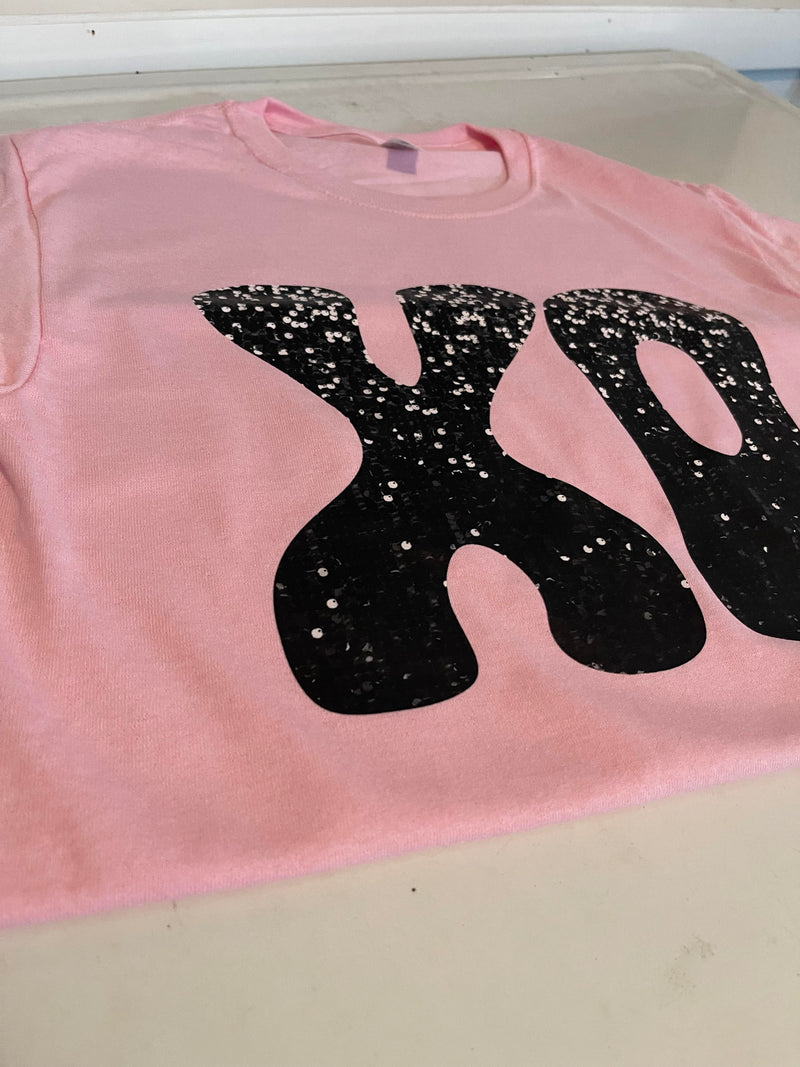 XO Faux Sequins -Light Pink