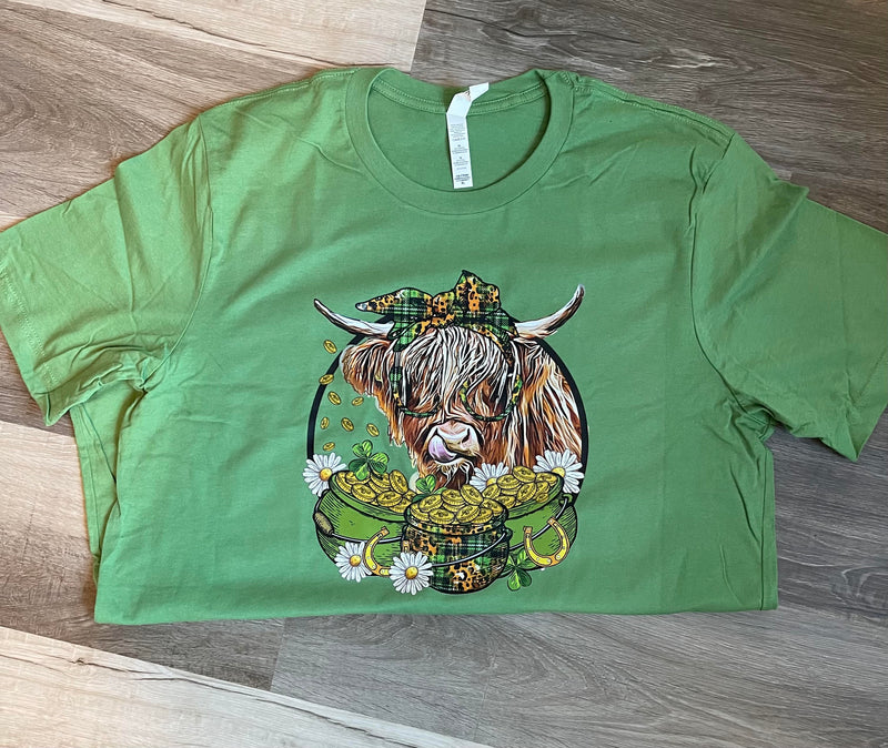 St. Patty's Day Highland Cow- Green