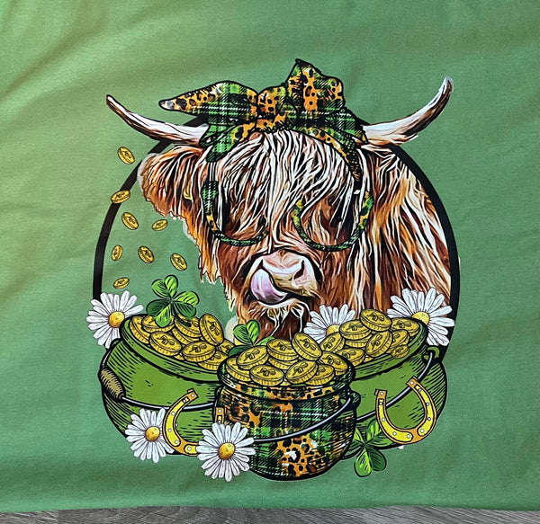 St. Patty's Day Highland Cow- Green