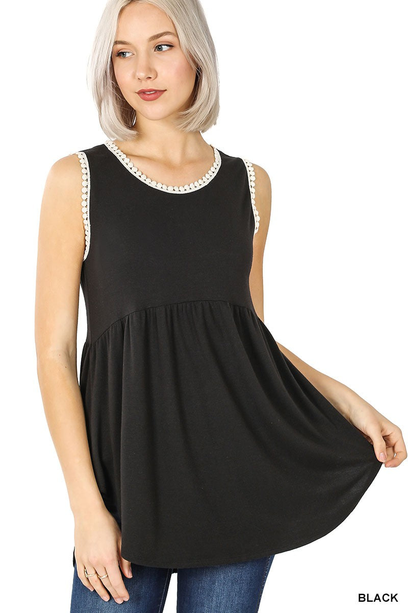 Sleeveless Empire Waist Shirring Top