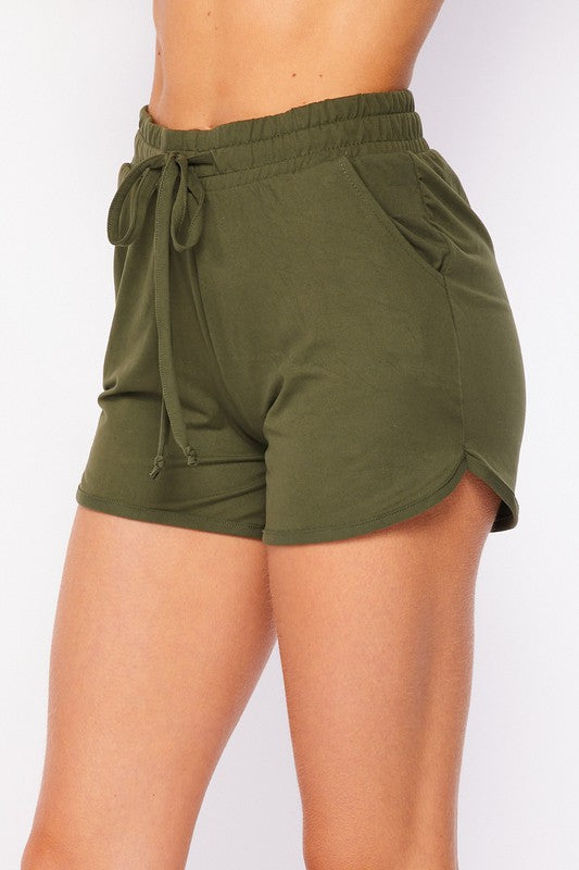 Drawstring Dolphin Shorts with Pockets