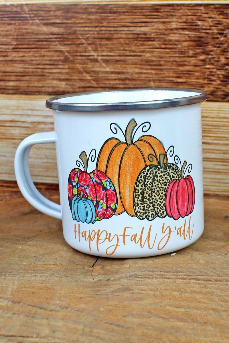 Floral Pumpkin Happy Fall Y'all Campfire Mug