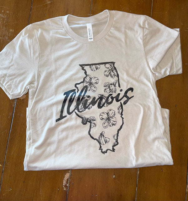 Floral State of Illinois - Cream/Tan