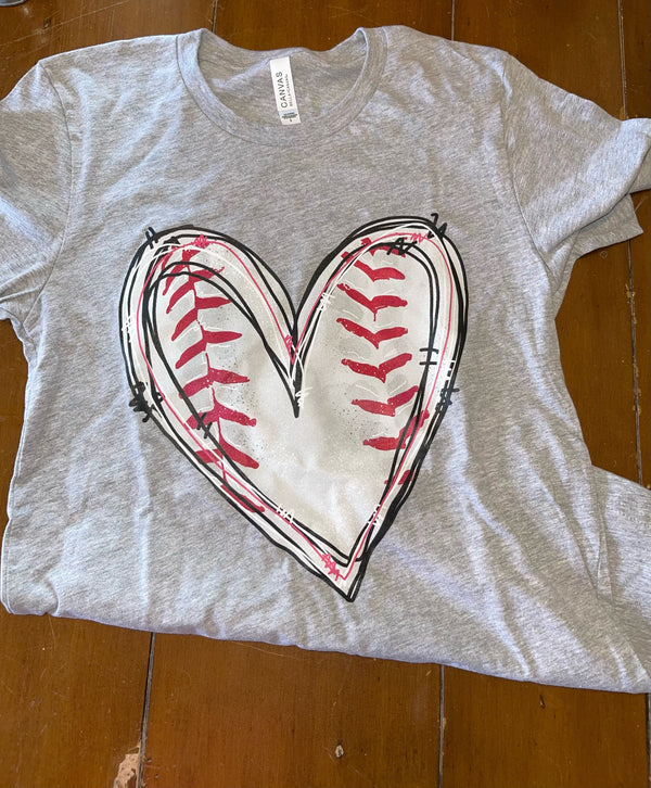 Baseball Heart - Grey