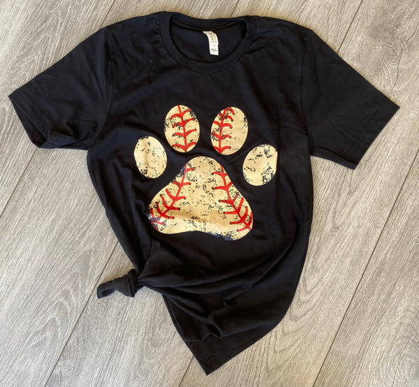 Baseball Paw Print - Black