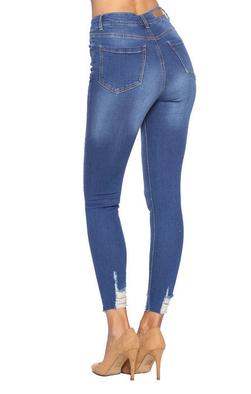 High Rise Ankle Stretch Jeans Raw Hem (2 Colors)