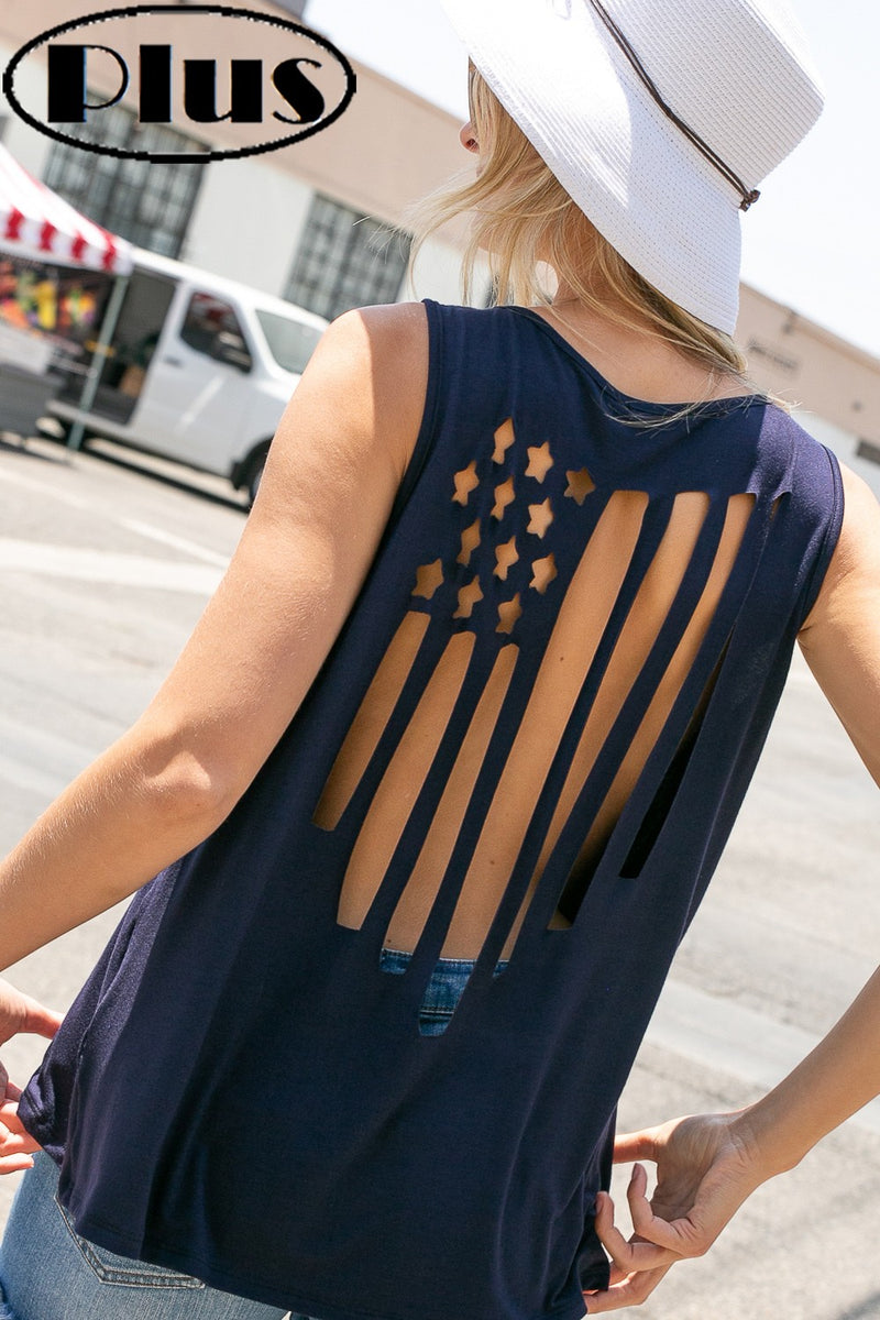 4th of July American Flag Tank Plus