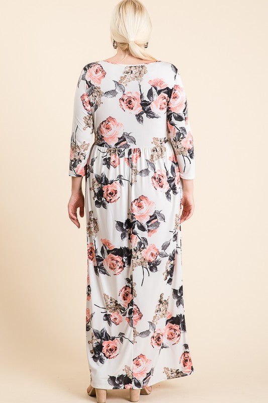 Nelia Floral ITY Plus Dress - Ivory