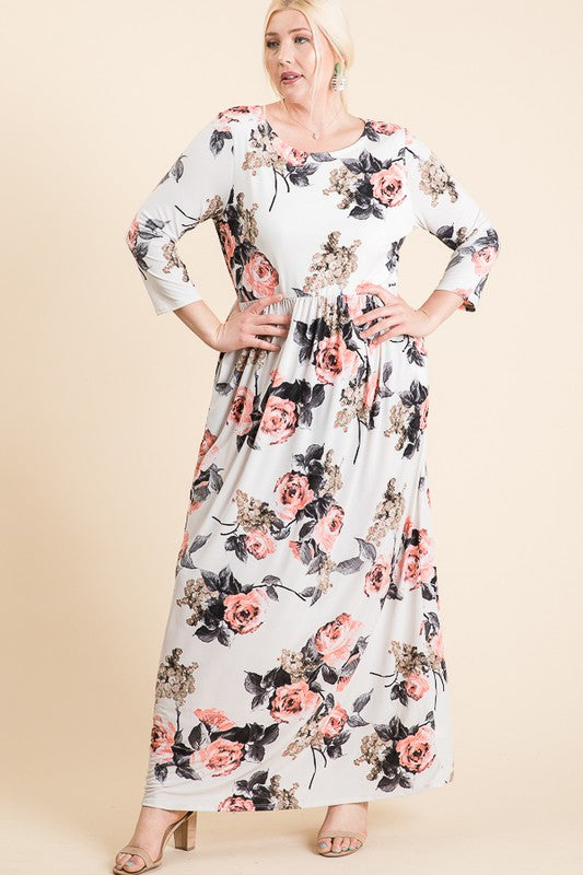 Nelia Floral ITY Plus Dress - Ivory