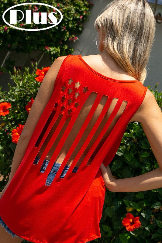 4th of July American Flag Tank Plus