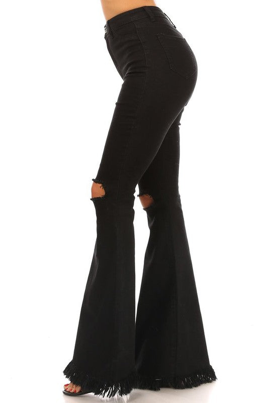 Wide Flare Bell Bottom Jeans - Black